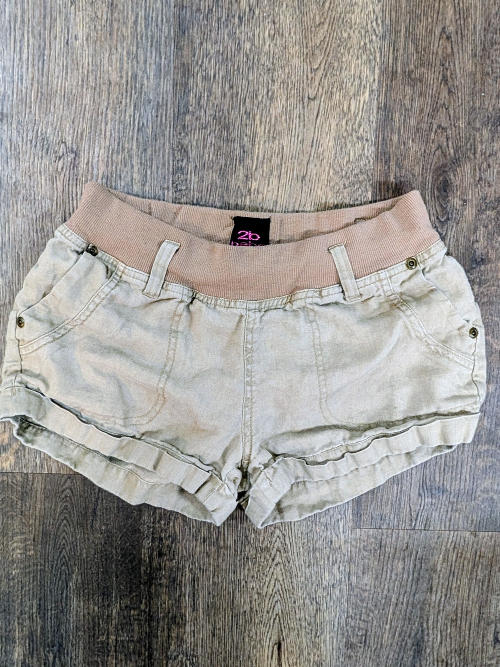 Bebe Vintage Y2K Taupe Ruffle-Hem Cargo Shorts